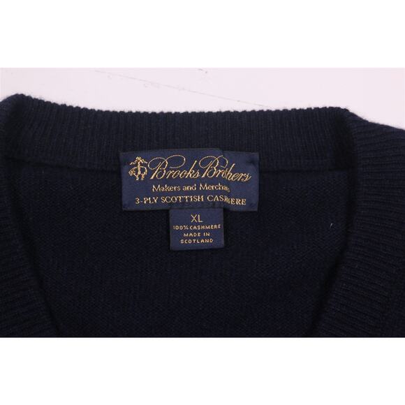 Brooks Brothers 3-Ply Scottish Cashmere Navy Blue Knit Sweater Vest Men's XL - Picture 5 of 7